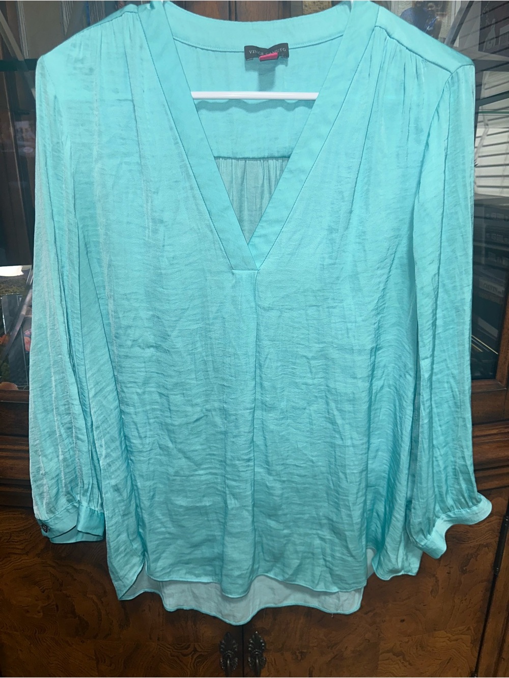 Vince Camuto Turquoise V-Neck Long Sleeve Tunic